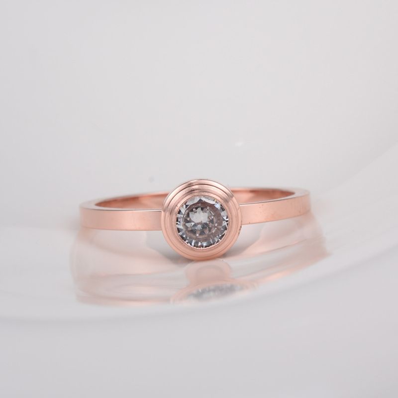 Nihaojewelry Wholesale Jewelry Korean 18k Rose Gold Diamond Titanium Steel Ring