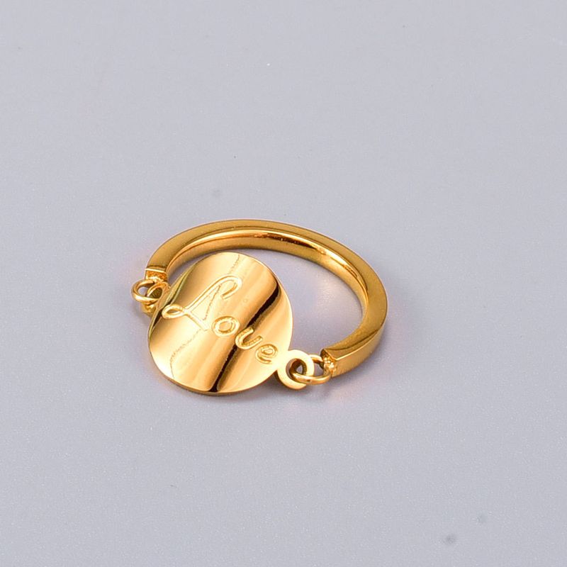 Nihaojewelry Wholesale Jewelry Korean Lettering Disc Titanium Steel Rose Gold Ring