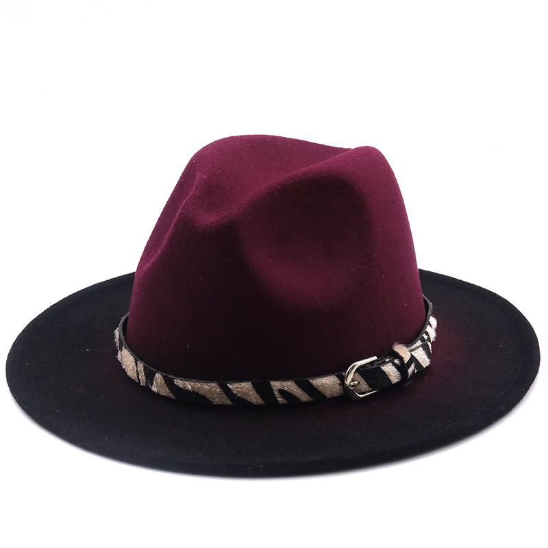 Wholesale Gradient Tie-dye Big Brim Woolen Jazz Top Hat Nihaojewelry