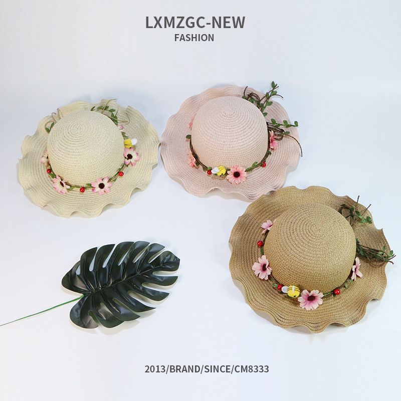 Wholesale Accessories Flower Wave Children's Straw Hat Nihaojewelry