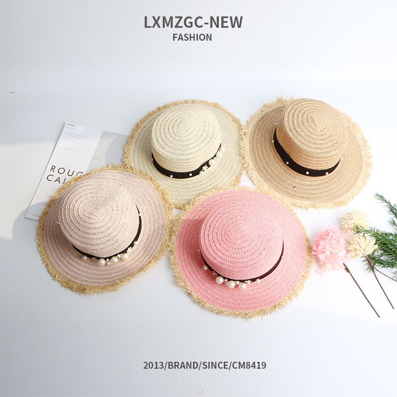 Wholesale Accessories Children's Pearl Fringed Straw Hat Nihaojewelry