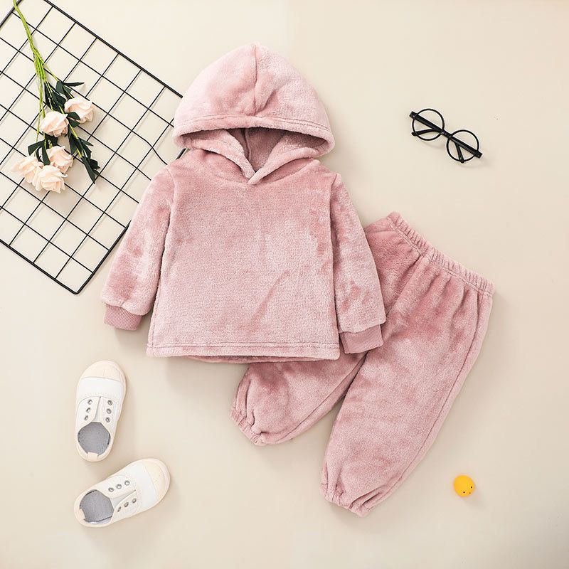 Wholesale Baby Pink Hooded Tops Pants Two-piece Set Nihaojewelry