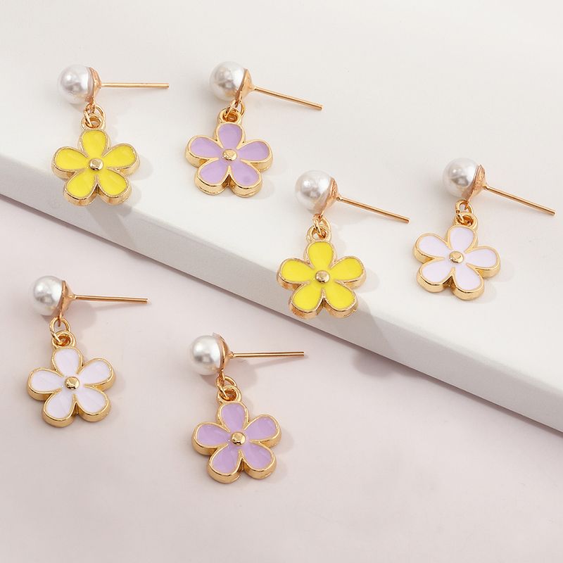 Wholesale Jewelry Fashion Driping Oil Flower Alloy Earrings Nihaojewelry