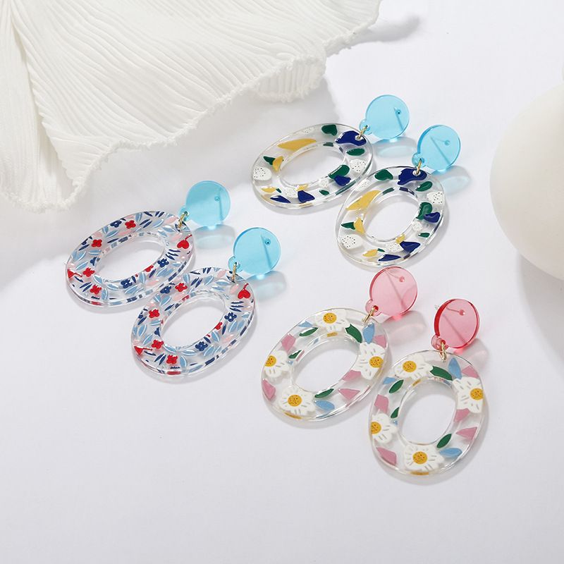 Wholesale Jewelry Flower Polka Dot Acrylic Earrings Nihaojewelry