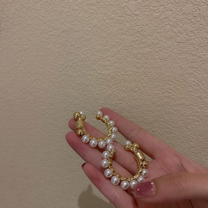 Wholesale Jewelry Retro C-shaped Pearl Earrings Nihaojewelry