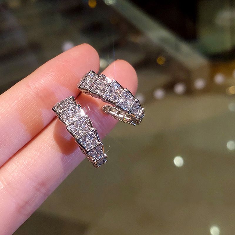 Wholesale Jewelry C-shaped Inlaid Diamond Earrings Nihaojewelry
