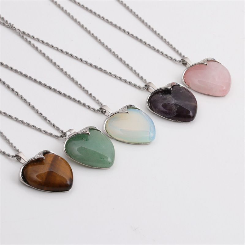 Opal Heart-shaped Pendant Korean Style Necklace Wholesale Jewelry Nihaojewelry