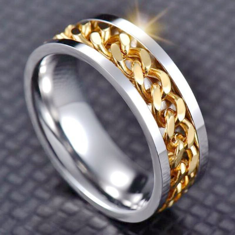 Fashion Rotatable Titanium Steel Metal Chain Ring Wholesale Nihaojewelry