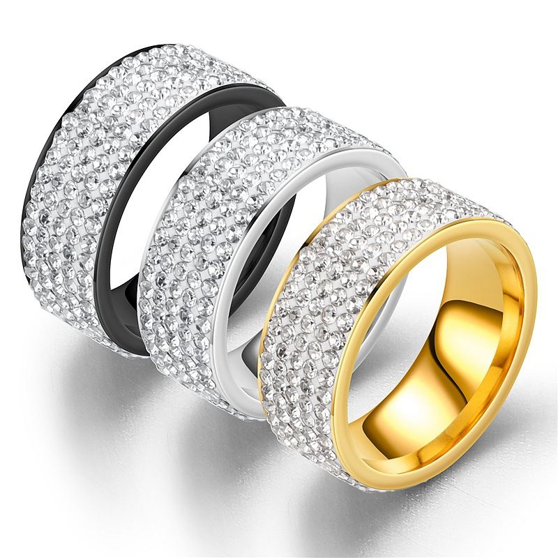 Fashion Geometric Stainless Steel Diamond Artificial Gemstones Rings