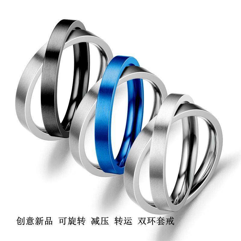 Wholesale Fashion Decompression Rotating Stainless Steel Couple Ring Nihaojewelry