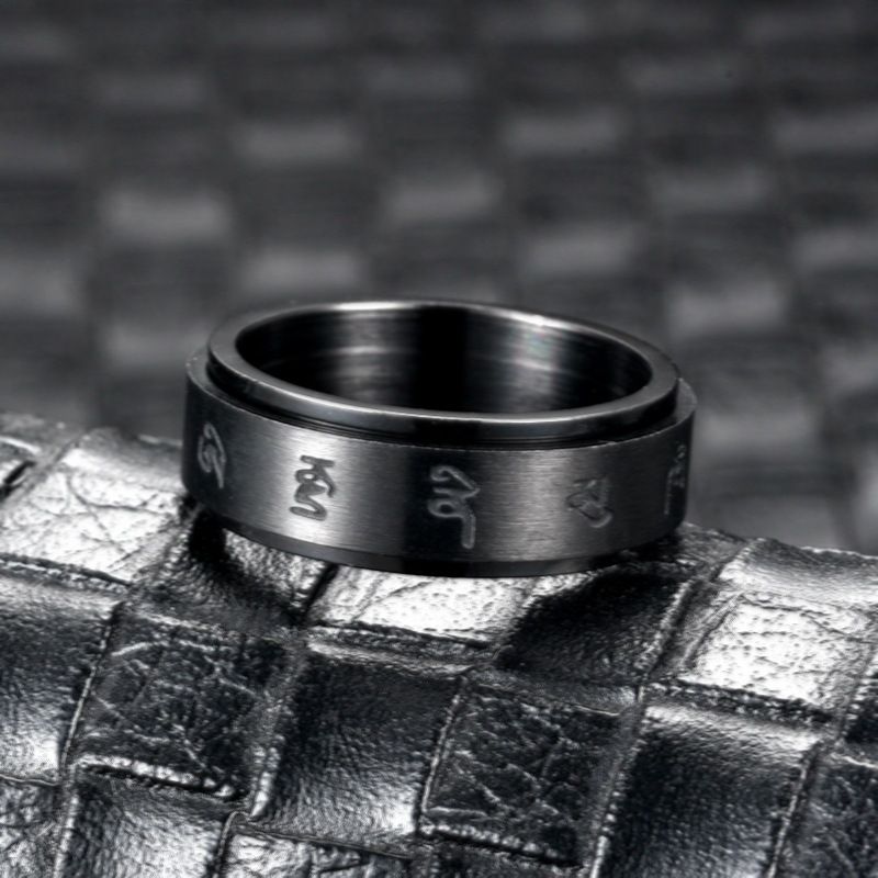 Wholesale Jewelry Stainless Steel Rotating Six-character Mantra Ring Nihaojewelry