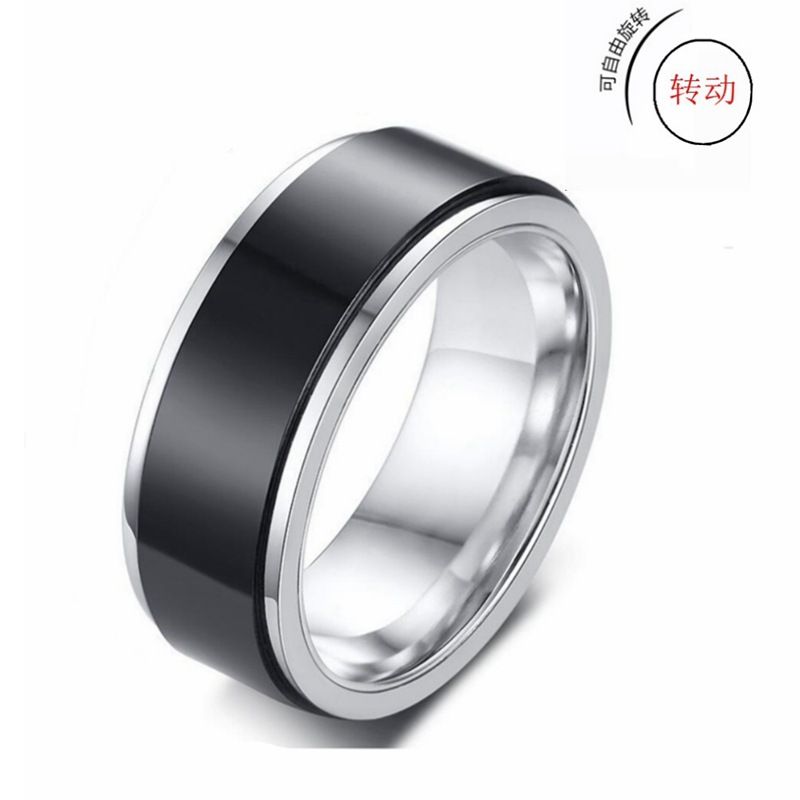 Wholesale Jewelry Rotatable Titanium Steel Double-layer Ring Nihaojewelry