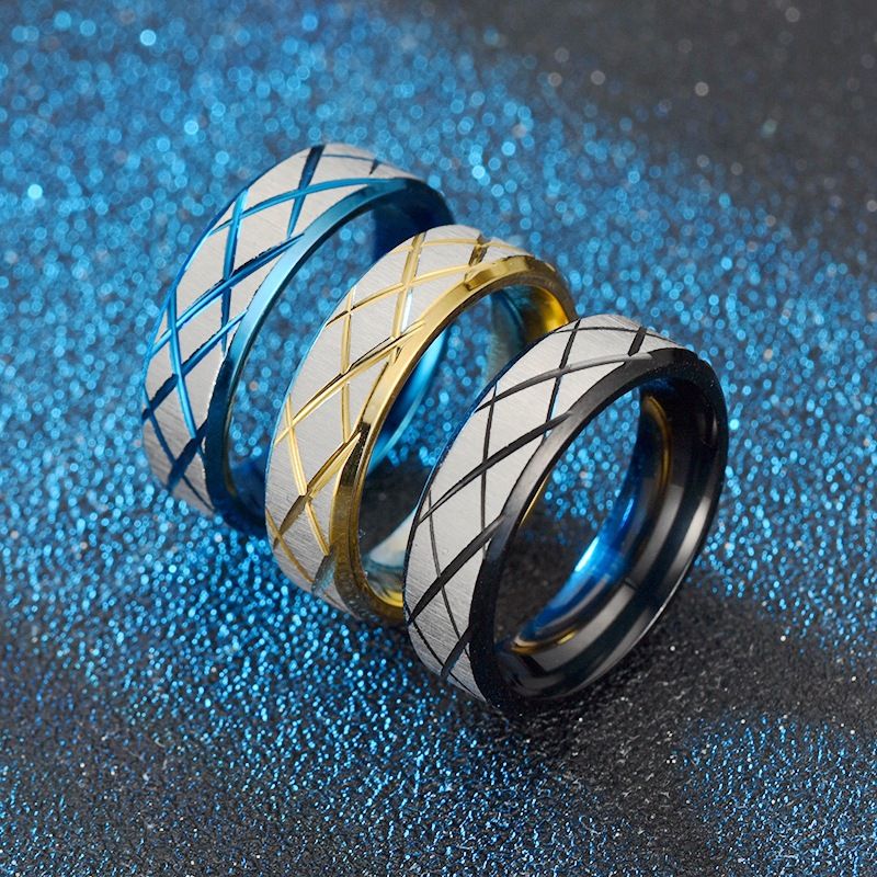 Wholesale Jewelry Stainless Steel Plaid Ring Nihaojewelry