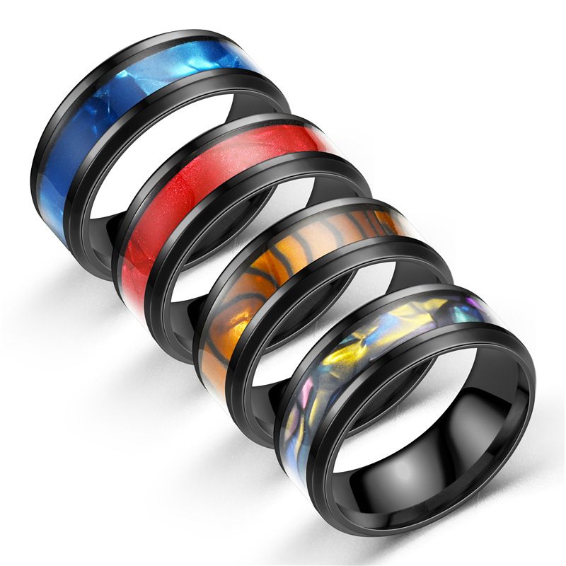 Wholesale Fashion Drip Oil Stainless Steel Couple Ring Nihaojewelry