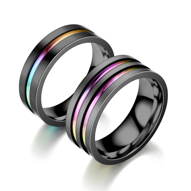 Wholesale Fashion Titanium Steel Contrast Color Ring Nihaojewelry