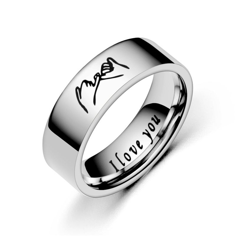 Wholesale New Lettering Hand In Hand Pattern Stainless Steel Couple Ring Nihaojewelry