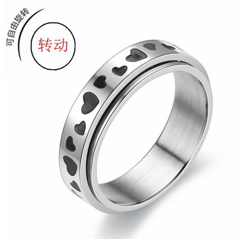 Wholesale Fashion New Heart-shaped Rotatable Titanium Steel Ring Nihaojewelry