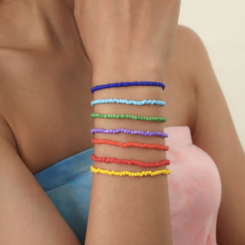 Wholesale Jewelry Geometric Woven Colorful Beaded Bracelet Set Nihaojewelry