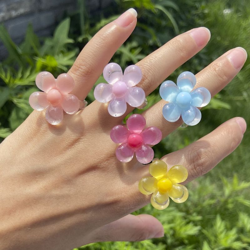 Wholesale Jewelry Acrylic Flower Three-dimensional Ring Nihaojewelry