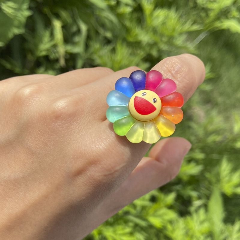Wholesale Jewelry Daisy Flower Color Smiley Resin Ring Nihaojewelry