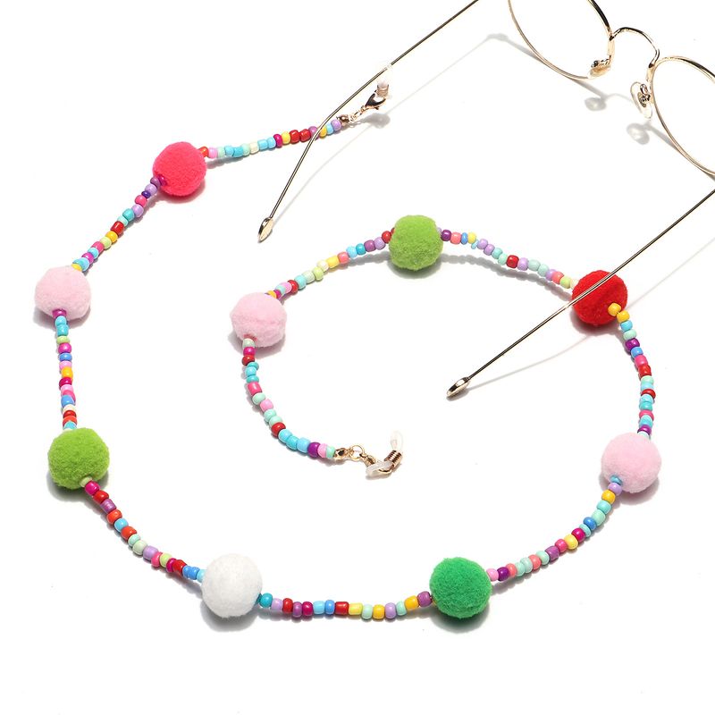 Wholesale Fashion Mixed Color Beads Fur Ball Glasses Chain Nihaojewelry