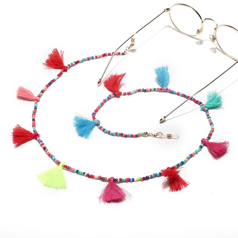 Wholesale Fashion Mixed Color Beads Multicolor Tassel Glasses Chain Nihaojewelry