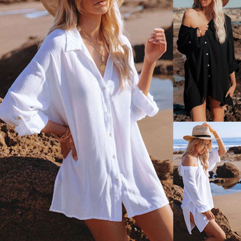 Nouvelle Mousseline De Soie Zou Chemise Cardigan Plage Veste Vacances Soleil Protection Vêtements Bikini Blouse Maillot De Bain Outwear Cardigan