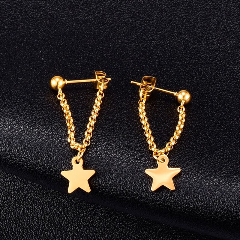 Wholesale Jewelry Star Chain Stud Titanium Steel Earrings Nihaojewelry