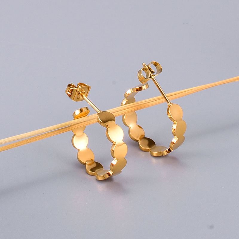 Wholesale Jewelry Gold Plated Matte Disc Studtitanium Steel Earrings Nihaojewelry