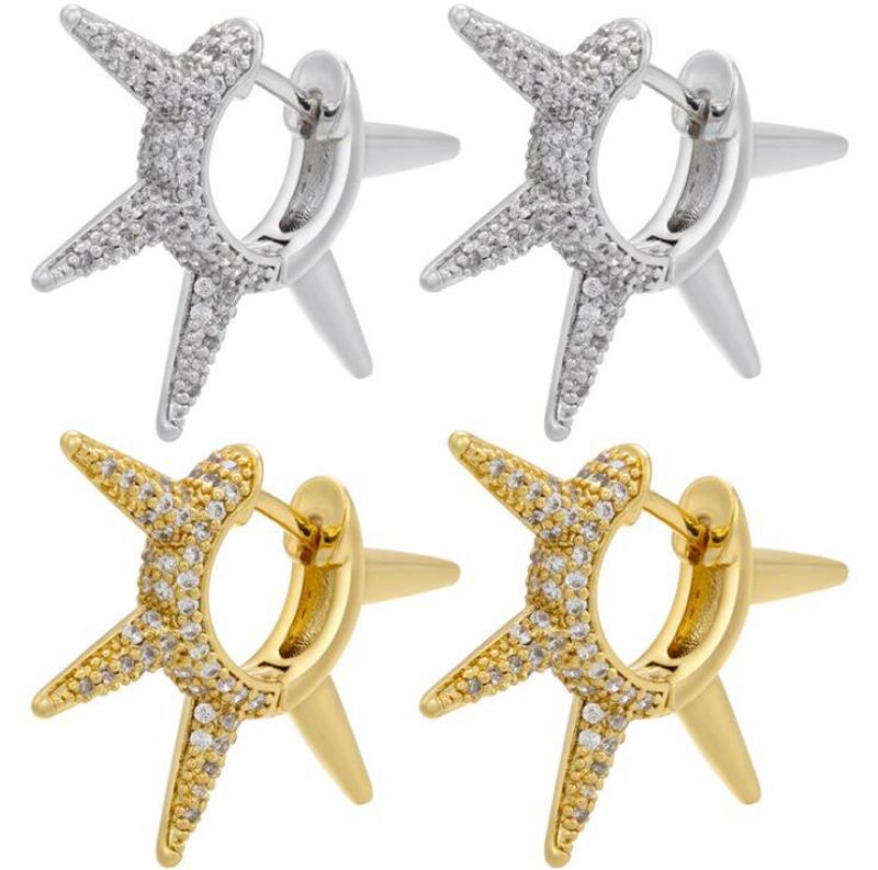 Wholesale Jewelry Diamond Spiked Irregular Shape Copper Earrings Nihaojewelry