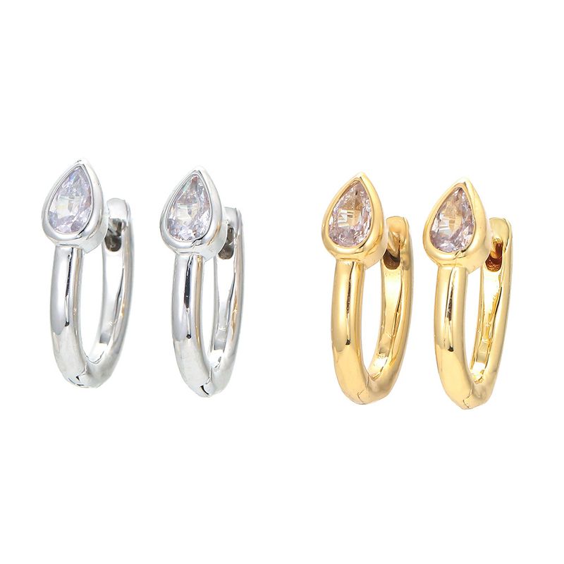 Vente En Gros Bijoux Goutte Boucles D&#39;oreilles En Cuivre En Forme De Poire De Diamant Nihaojewelry