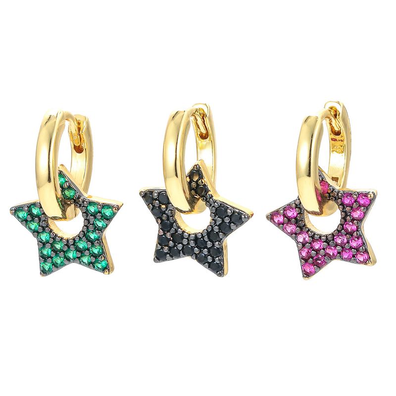 Wholesale Jewelry Five-pointed Star Diamond Copper Ear Clip Nihaojewelry