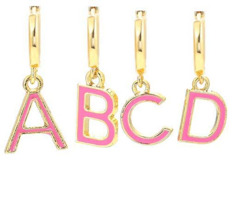 Großhandel Schmuck Farbe 26 Buchstaben Kupfer Ohrringe Nihaojewelry