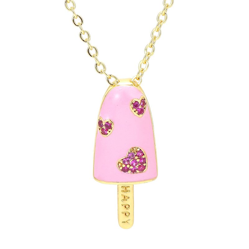 Wholesale Jewelry Popsicle-shaped Oil Drop Pendant Copper Inlaid Zircon Necklace Nihaojewelry