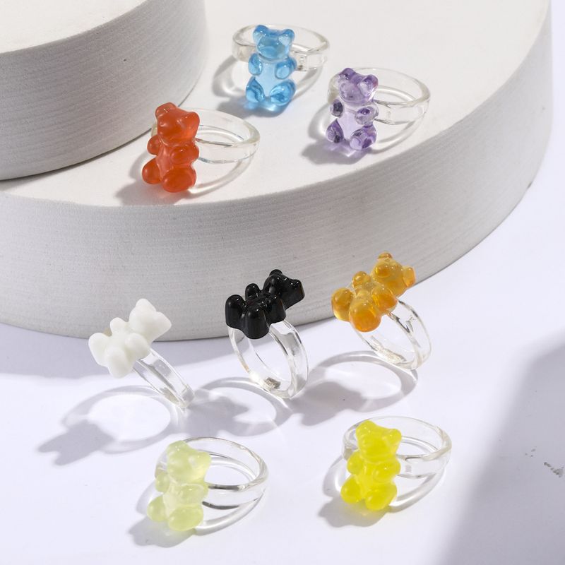 Wholesale Simple Bear Color Resin Ring Nihaojewelry
