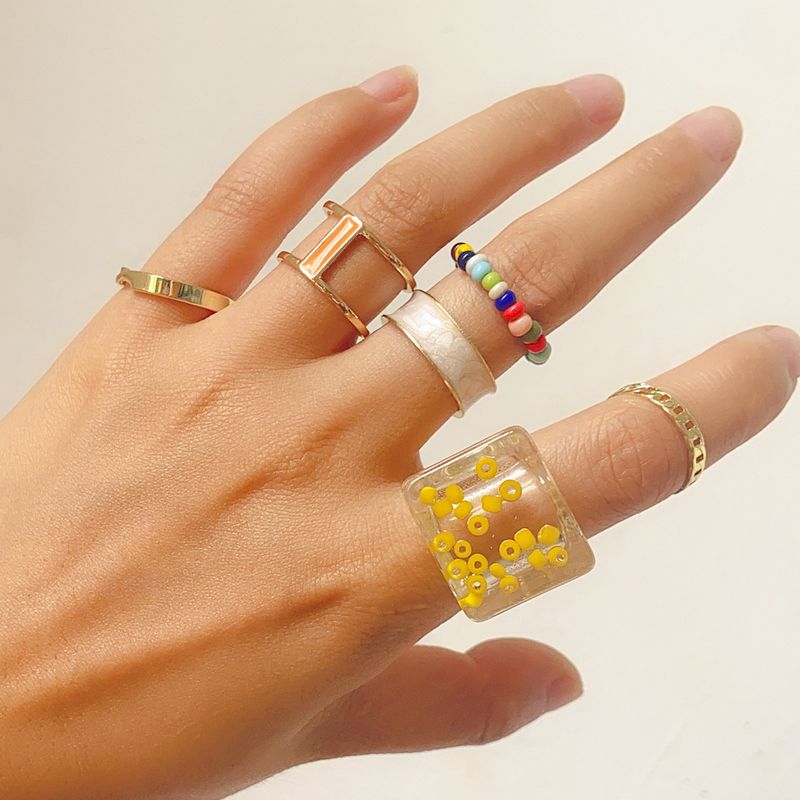 Wholesale Fashion Beads Alloy Drip Geometric Ring Set Nihaojewelry