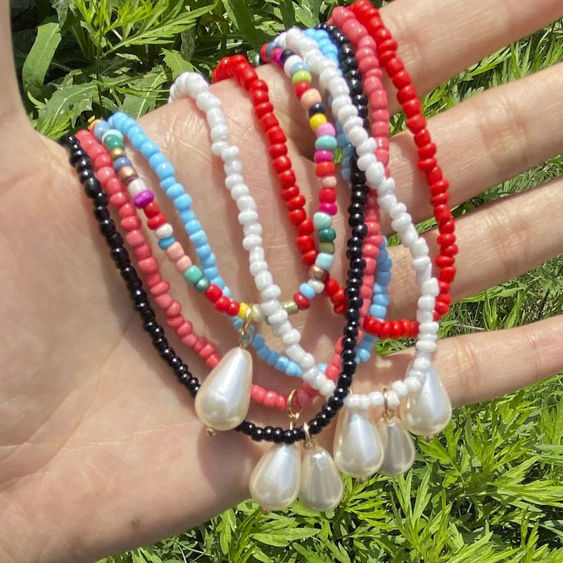 Großhandel Schmuck Perlen Anhänger Farbe Perlen Halskette Nihaojewelry