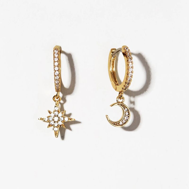 Wholesale Jewelry Star And Moon Pendant  Copper Earrings Nihaojewelry