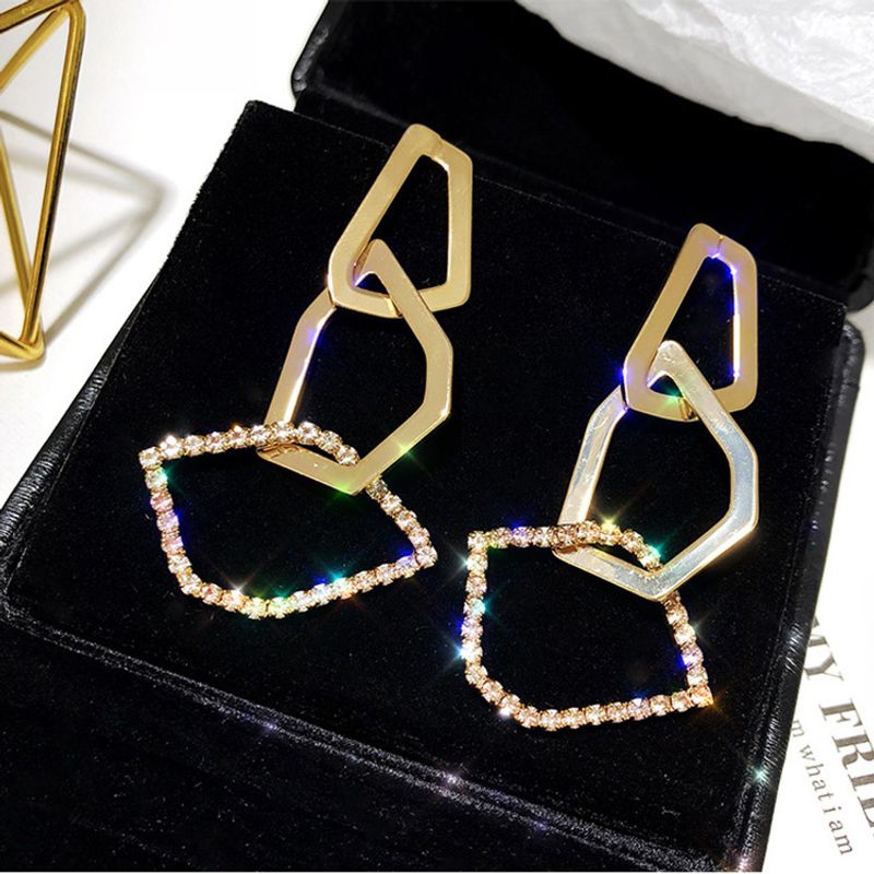 Geometric Rhinestone Alloy Fashion Earrings Wholesale Jewelry Nihaojewelry