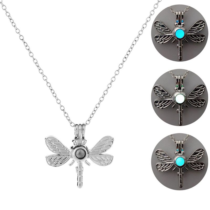 Wholesale Jewelry Luminous Hollow Dragonfly Pendant Necklace Nihaojewelry