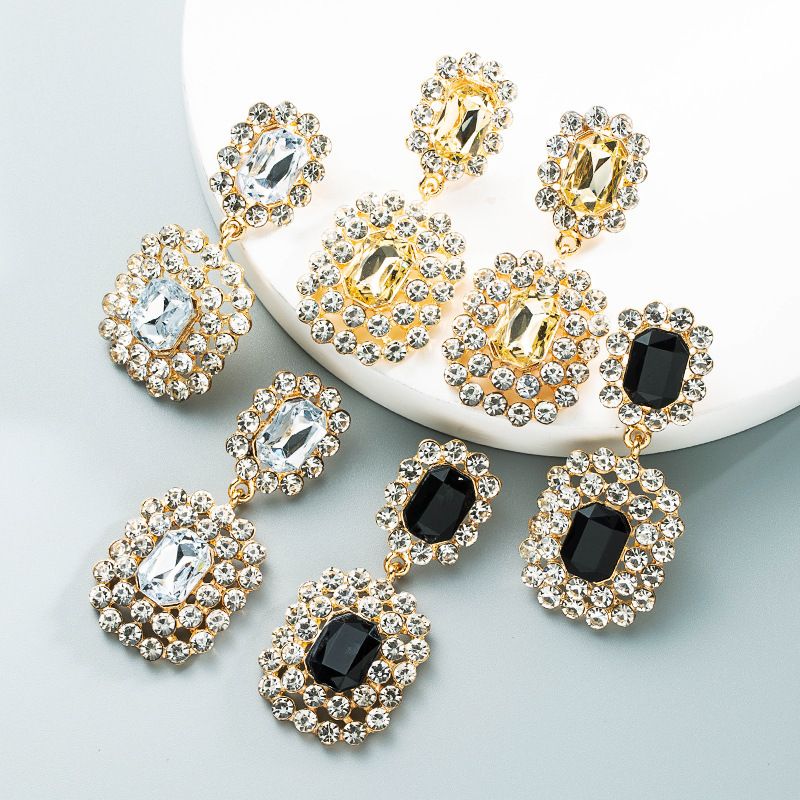 Pendientes Geométricos De Diamante De Vidrio Cuadrado Al Por Mayor Joyería Nihaojewelry