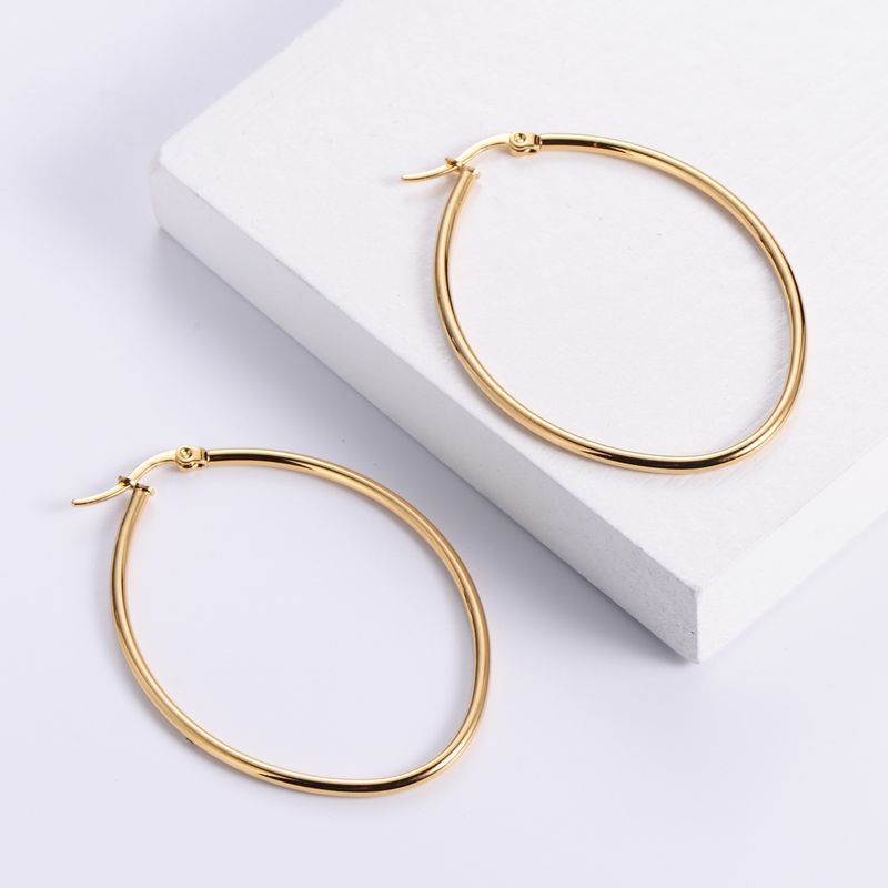 Simple Style Heart Plating Stainless Steel No Inlaid 18K Gold Plated Earrings