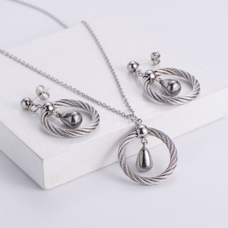 Water Droplet Pendant Necklace Earrings Three-piece Wholesale Nihaojewelry