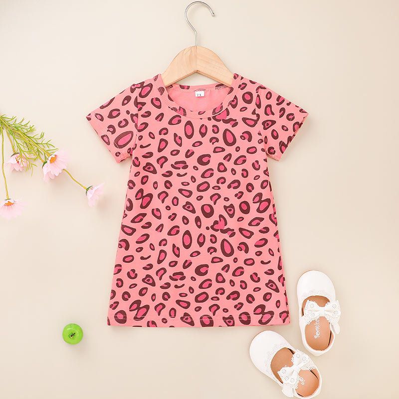Leopard Print A-line Children's Dress Wholesale Nihaojewelry