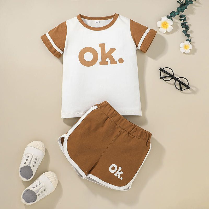 Wholesale Children's Letters Pullover Short-sleeved Shorts Suit Nihaojewelry