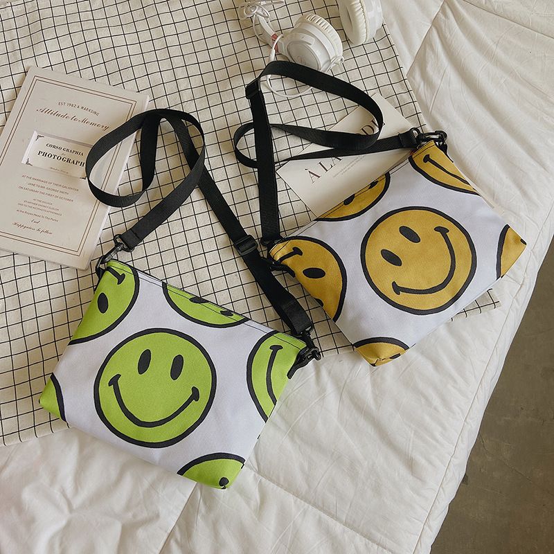Wholesale Large Capacity Smiley Face Pattern Shoulder Canvas Bag Nihaojewelry