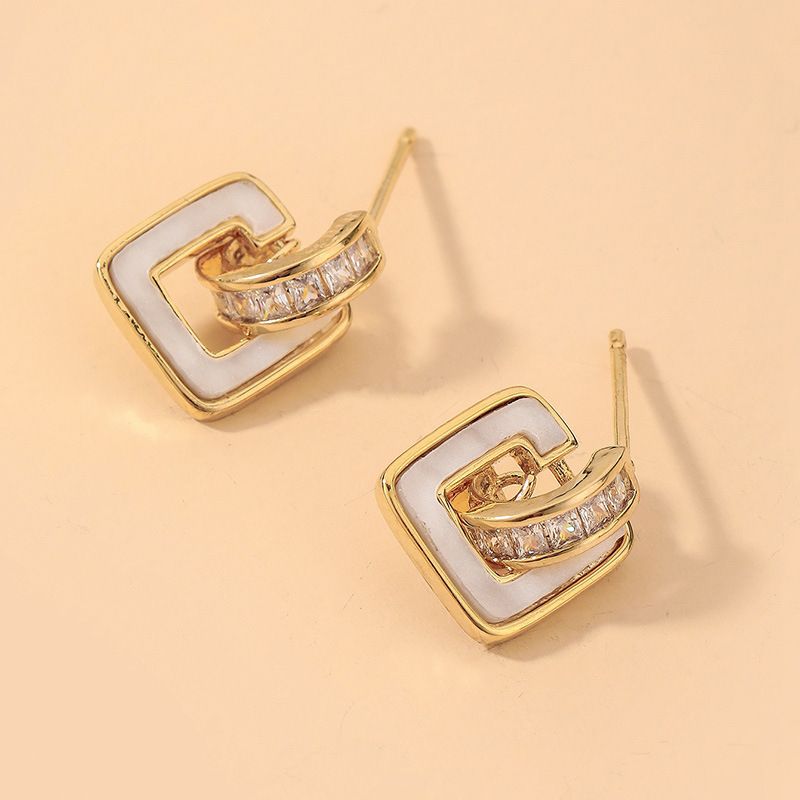 Wholesale Zircon Square Shell Earrings Nihaojewelry