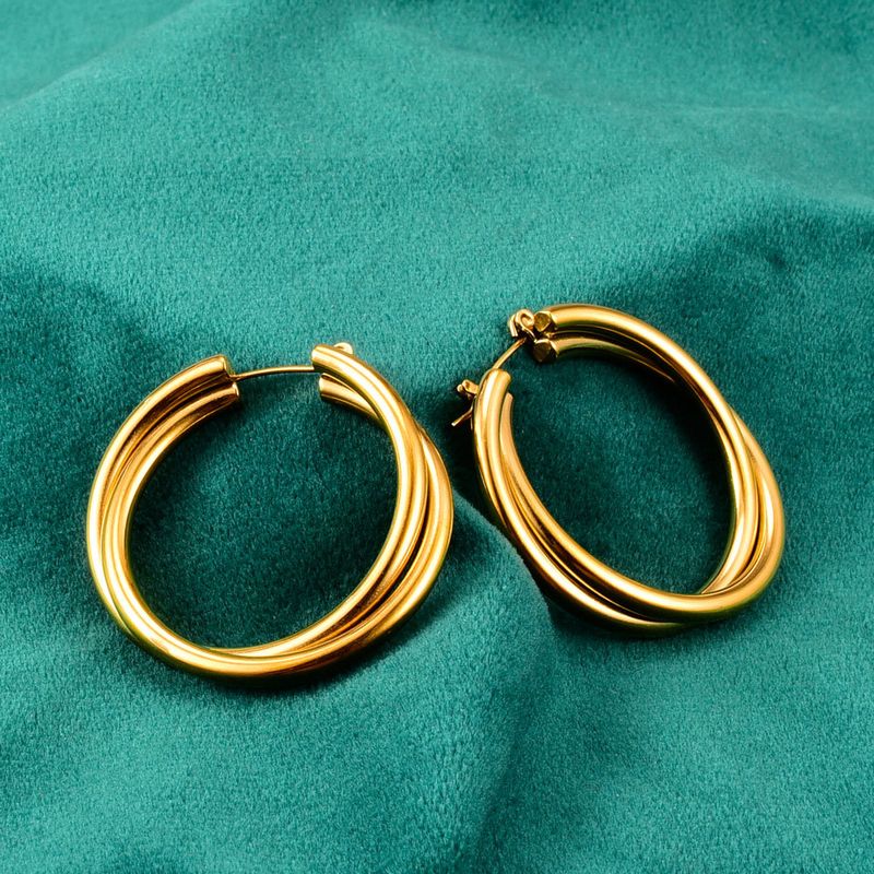 Wholesale Double Thick Wire Titanium Steel Earrings Nihaojewelry