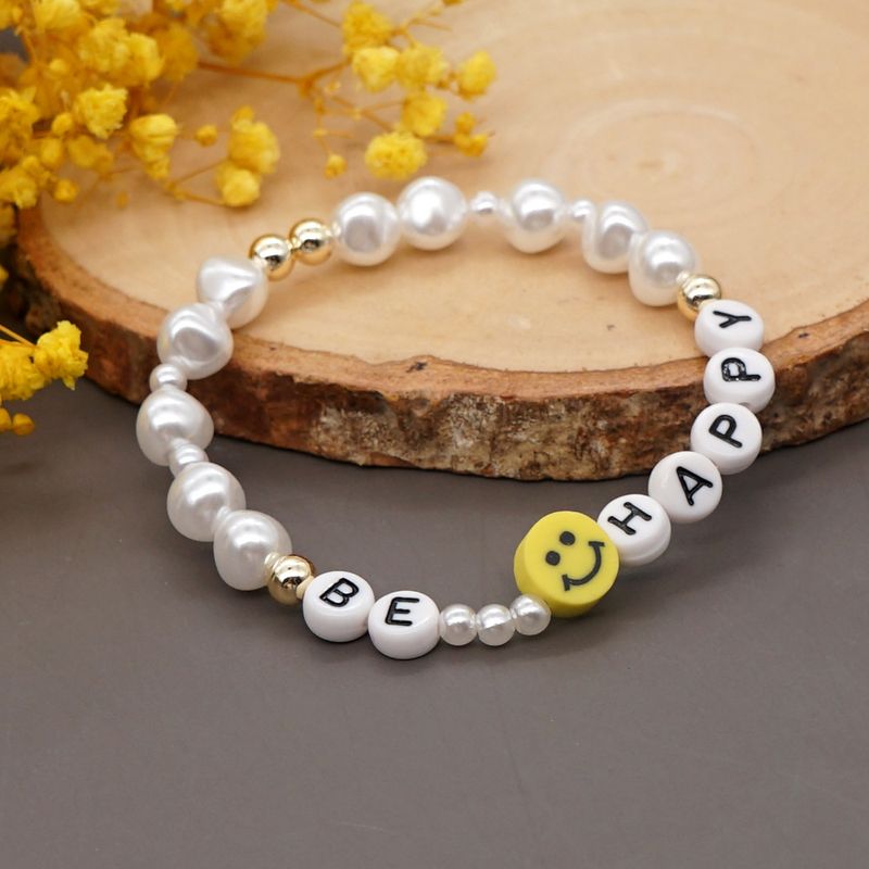 Ethnic Style Geometric Acrylic Letters Imitation Pearl Bracelet Wholesale Jewelry Nihaojewelry