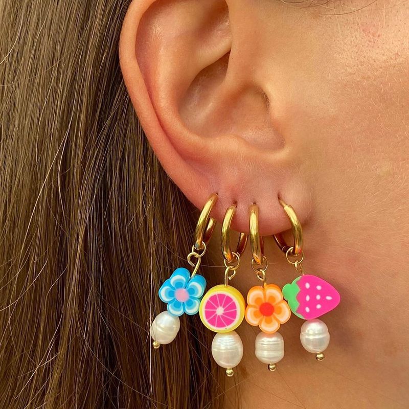 Vente En Gros Boucles D&#39;oreilles En Acier Inoxydable À Motif De Fleurs De Couleur Mélangée Nihaojewelry